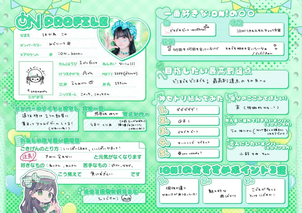 儚寧この（はかね この）【緑色】プロフィール｜iON!【アイオン】　画像