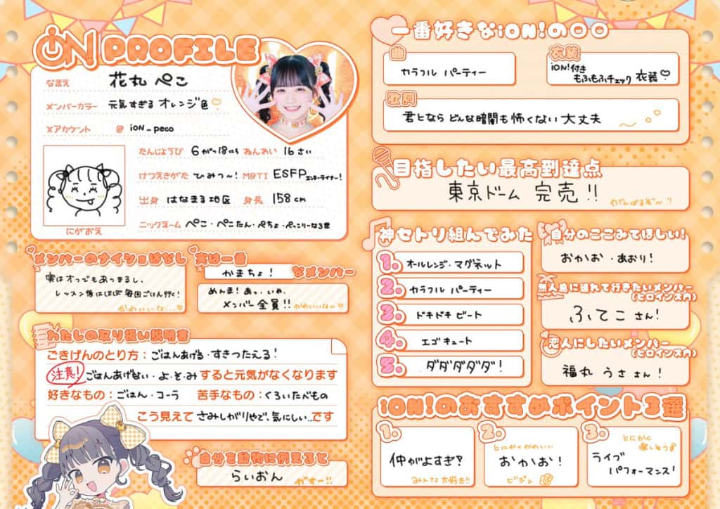 花丸ぺこ（はなまる ぺこ）【オレンジ】プロフィール｜iON!【アイオン】